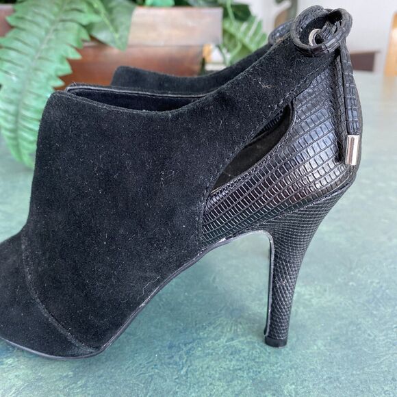 Nine West 'Andra' US 6.5M black suede open toe high heels shoes sexy slip ons - Picture 7 of 11